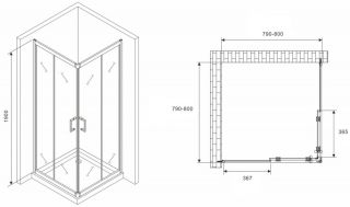 Душевой уголок ABBER Schwarzer Diamant AG02080B5 80x80см чёрный